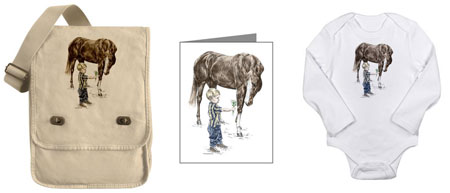 Boy and Horse Art on t-shirts, mugs, iphone ipad cases covers, laptop skins, magnets
