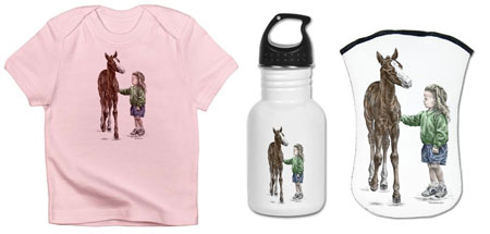 Girl and Horse Art on t-shirts, mugs, iphone ipad cases covers, laptop skins, magnets
