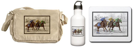 Horse Racing Art on t-shirts, mugs, iphone ipad cases covers, laptop skins, magnets