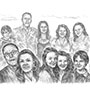 Custom pencil drawing of family at Beach with Husband, Wife, Daughters, Son