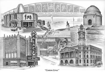 Canton Ohio Stark County Landmarks Pencil Drawing by Kelli Swan