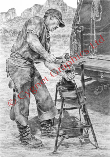 "A Man and His Trade" farrier blacksmith drawing by Kelli Swan