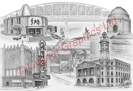 "Canton Lives" Stark County Ohio pencil drawing by Kelli Swan