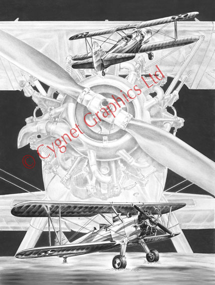 Stearman biplane drawing by Kelli Swan