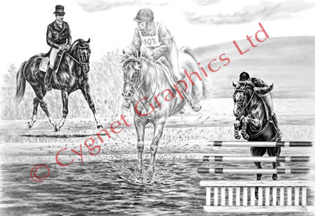 Combined training montage - pencil drawing by Kelli Swan