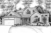 pen ink drawing of home