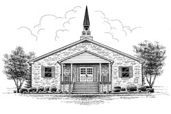 Illustration of Church with Steeple