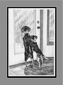 Beagle Dogs Print BW