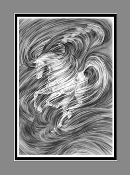 Fantasy Horse Print BW