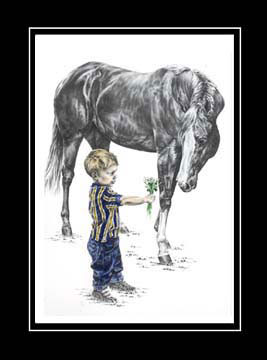 Tinted Boy and Horse Print