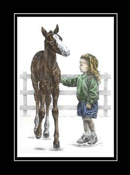 Tinted Girl and Horse Print