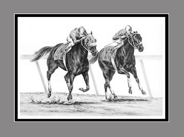 Racing Horse Picture BW