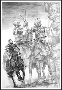 Knight and Horse Print BW