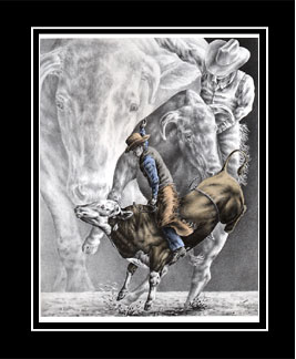 rodeo bull rider print