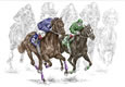 "The Thunder of Hooves" - Thoroughbred horses pencil drawing