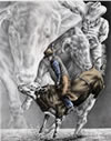 "Still Wild" - rodeo bull rider pencil drawing