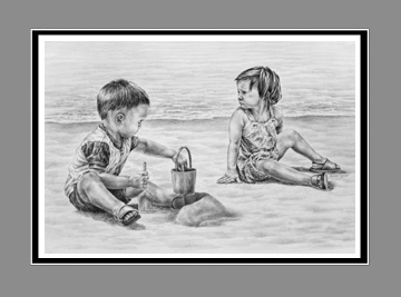 Kids Playing Picture BW