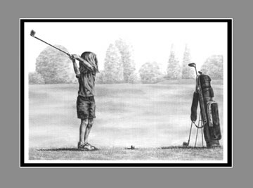 Girl Golfer Picture BW