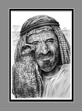 middle eastern falcon hunter