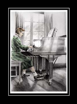 Tinted Girl at Piano Print