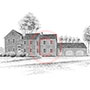 Drawing in Black and White of Country Home