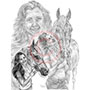 Pencil Portrait Drawing of Girl with Arabian Horse